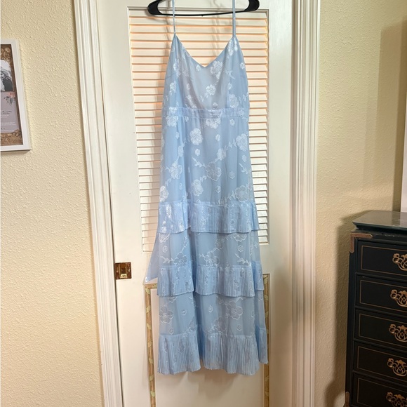 Lulus Dresses & Skirts - Light Blue Floral Tiered Slip Dress